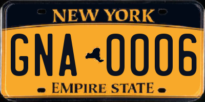 NY license plate GNA0006