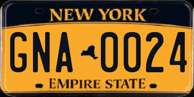 NY license plate GNA0024