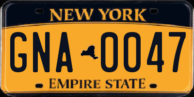 NY license plate GNA0047
