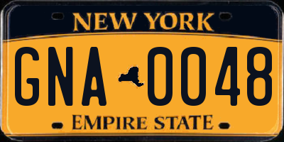 NY license plate GNA0048