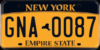 NY license plate GNA0087