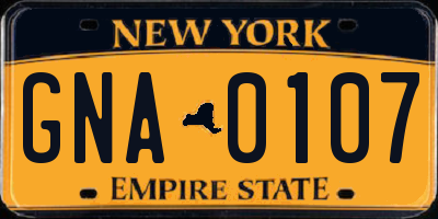 NY license plate GNA0107