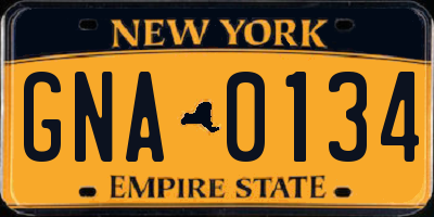 NY license plate GNA0134
