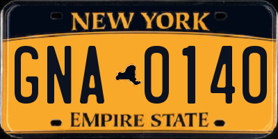 NY license plate GNA0140