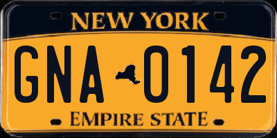 NY license plate GNA0142