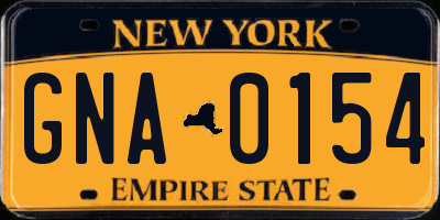 NY license plate GNA0154