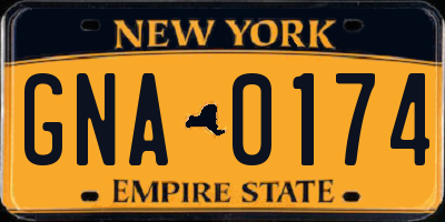 NY license plate GNA0174
