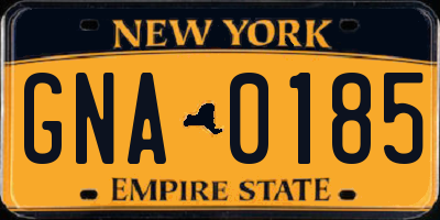 NY license plate GNA0185