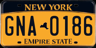 NY license plate GNA0186