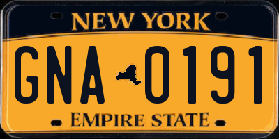 NY license plate GNA0191