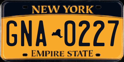 NY license plate GNA0227