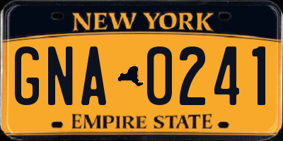 NY license plate GNA0241