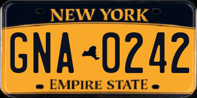 NY license plate GNA0242