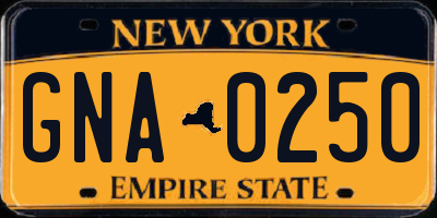 NY license plate GNA0250