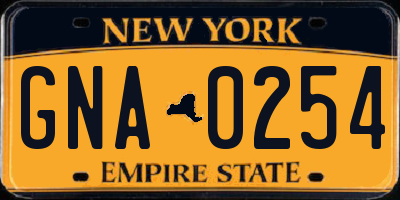 NY license plate GNA0254