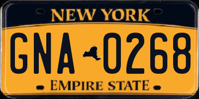 NY license plate GNA0268