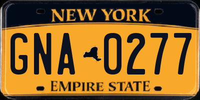 NY license plate GNA0277
