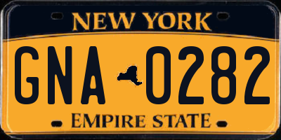 NY license plate GNA0282