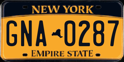 NY license plate GNA0287