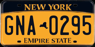 NY license plate GNA0295
