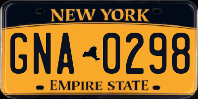 NY license plate GNA0298