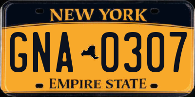 NY license plate GNA0307