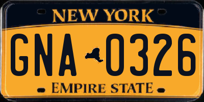 NY license plate GNA0326
