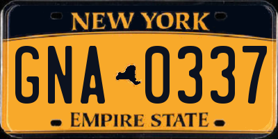 NY license plate GNA0337