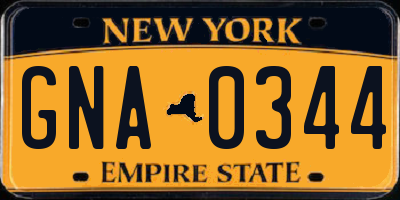NY license plate GNA0344