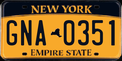 NY license plate GNA0351