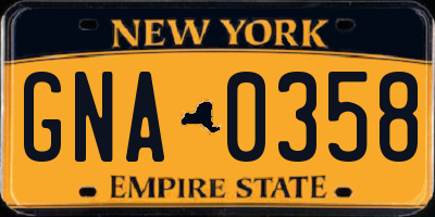 NY license plate GNA0358