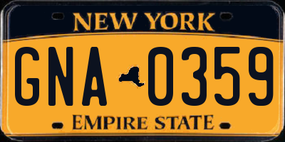 NY license plate GNA0359