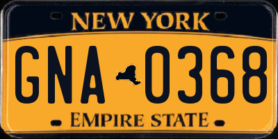 NY license plate GNA0368