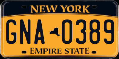 NY license plate GNA0389