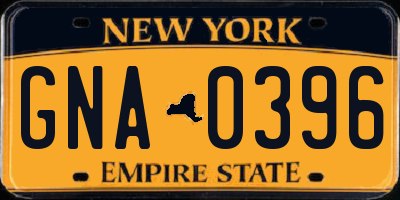 NY license plate GNA0396