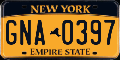 NY license plate GNA0397