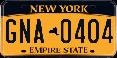 NY license plate GNA0404