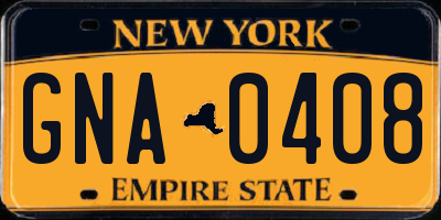 NY license plate GNA0408