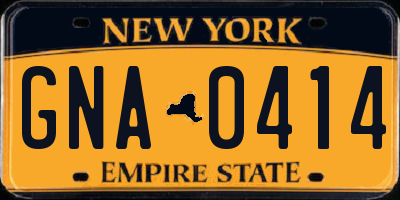 NY license plate GNA0414