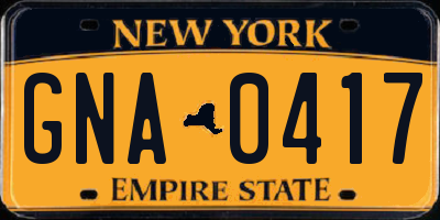 NY license plate GNA0417