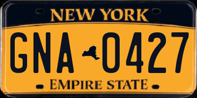 NY license plate GNA0427