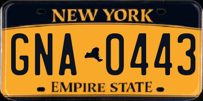 NY license plate GNA0443