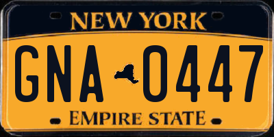 NY license plate GNA0447