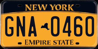 NY license plate GNA0460