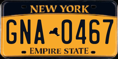 NY license plate GNA0467
