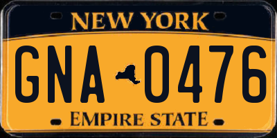 NY license plate GNA0476