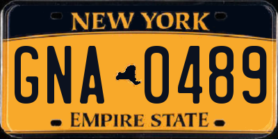 NY license plate GNA0489