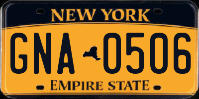 NY license plate GNA0506
