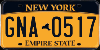 NY license plate GNA0517