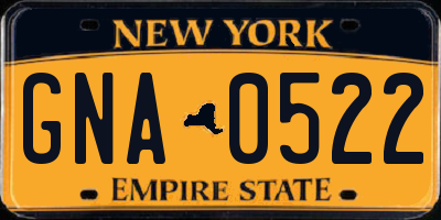 NY license plate GNA0522